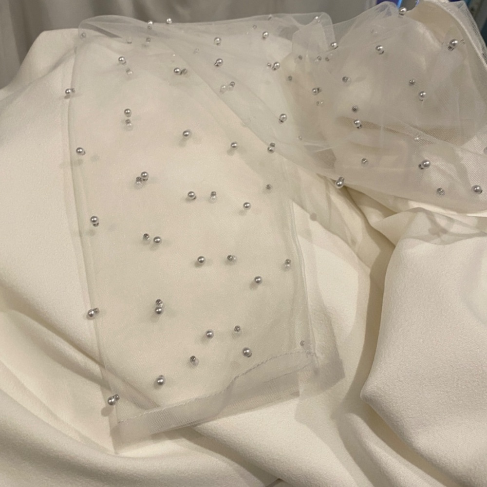 Lulu's Eternally Beloved Mesh Off-the-Shoulder Pearl Maxi Dress - Picture 11 of 16